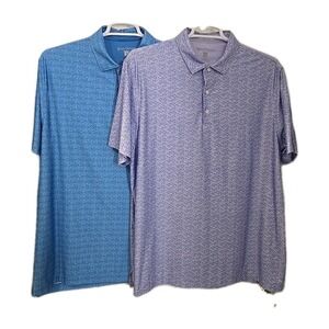 Hickey Freeman Golf Polo XL Lot Of 2 1 Blue Waves, 1 Purple Airplanes